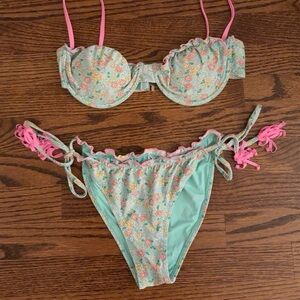 Floral Bikini Set with Pink Accents